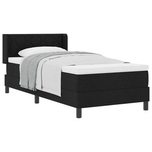 vidaXL Cama Box com colch&atilde;o com cabeceira Preto 200 x 100 cm Poli&eacute;ster
