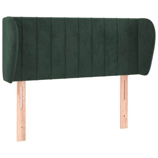 vidaXL Cabeceira de cama c/ abas veludo 103x23x78/88cm verde-escuro
