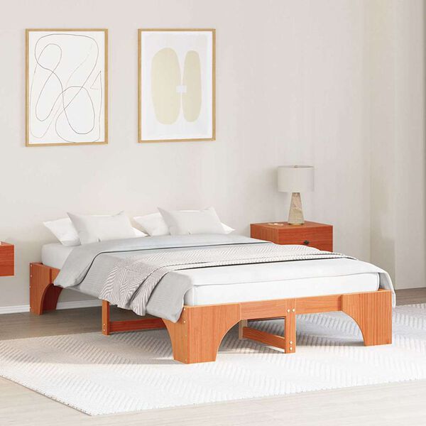 vidaXL Estrutura da Cama Marrom Cera 120 x 190 cm