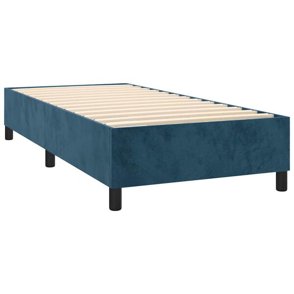 vidaXL Cama com molas/colch&atilde;o 100x200 cm veludo azul-escuro
