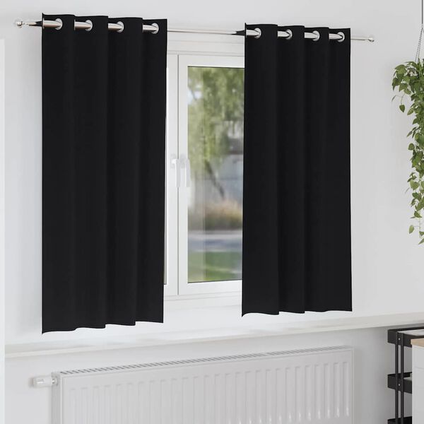 vidaXL Cortinas Blackout com Argolas 2 pcs Preto 175 x 140 cm
