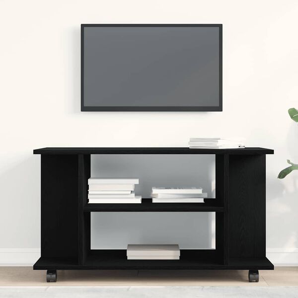 vidaXL M&oacute;vel TV com rodas 80x40x45cm deriv. madeira carvalho preto