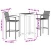 vidaXL 3 pcs conjunto de bar p/ jardim acácia maciça/vime PE castanho
