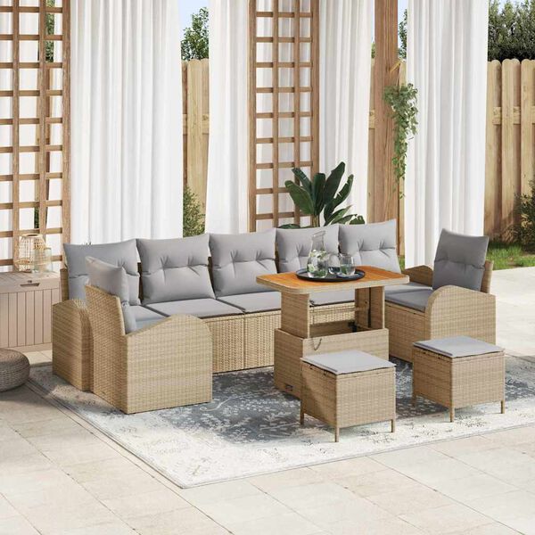 vidaXL Conjunto de Sofá de Jardim 10 pcs Bege e Cinza Claro