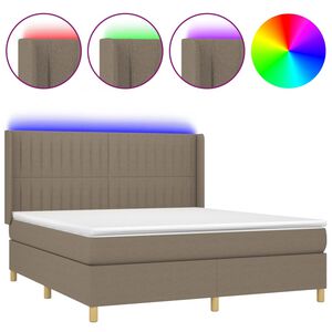 vidaXL Cama box spring colch&atilde;o/LED 160x200 cm tecido cinza-acastanhado