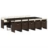 vidaXL 11 pcs conjunto jantar p/ jardim c/ almofad&otilde;es vime PE castanho