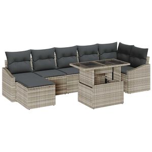 vidaXL Conjunto de Sof&aacute; de Jardim 8 pcs Cinza Claro e Cinza Escuro