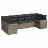 vidaXL 7 pcs conjunto sof&aacute;s p/ jardim c/ almofad&otilde;es vime PE cinzento