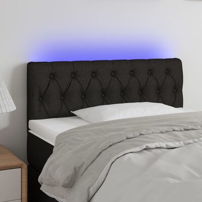 vidaXL Cabeceira de cama c/ luzes LED tecido 100x7x78/88 cm preto