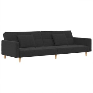 vidaXL Sof&aacute;-cama 2 lugares com duas almofadas tecido cinzento-escuro