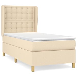 vidaXL Cama com molas/colch&atilde;o 80x200 cm tecido cor cr&egrave;me