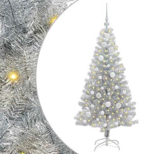 vidaXL &Aacute;rvore de Natal com 150 LEDs com suporte Prateado 120 cm PET
