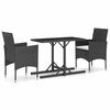 vidaXL 3 pcs conjunto de jantar para jardim preto