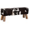 vidaXL banco 110 x 30 x 45 cm Couro Verdadeiro Preto e Branco