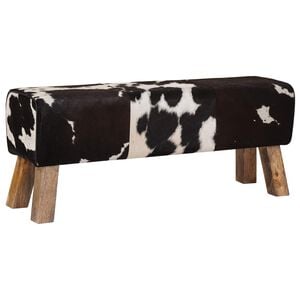 vidaXL banco 110 x 30 x 45 cm Couro Verdadeiro Preto e Branco