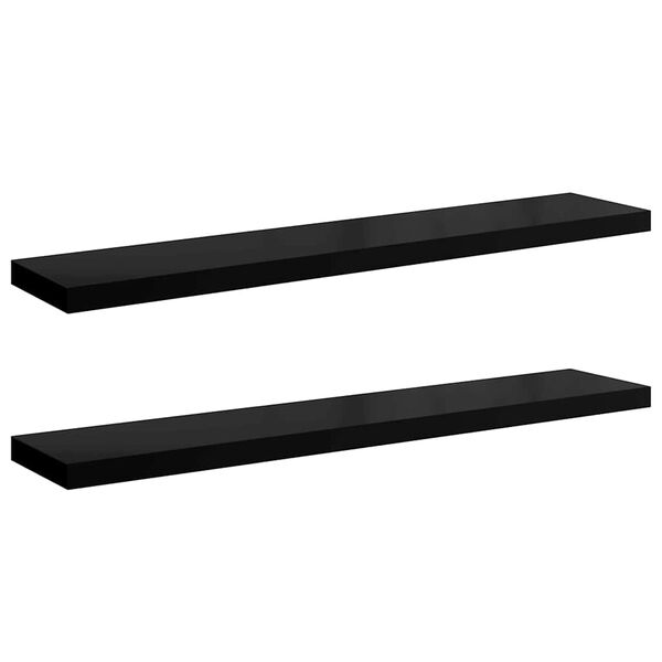 vidaXL Prateleiras de parede suspensas 2 pcs 120x23,5x3,8cm MDF preto