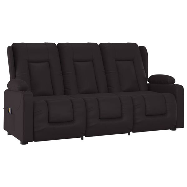 vidaXL Poltrona massagens 3 lug. reclin&aacute;vel sup. copo couro art. preto