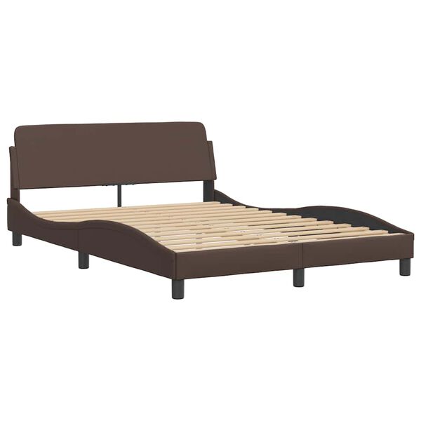 vidaXL Estrutura de cama Dover couro artificial 140x190cm castanho
