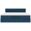 vidaXL Cama otomana com colch&otilde;es/LEDs 200x200 cm veludo azul-escuro
