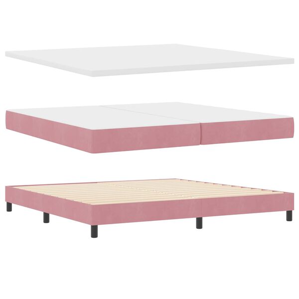 vidaXL Cama Box com colch&atilde;o com cabeceira Rosa 200 x 200 cm Poli&eacute;ster