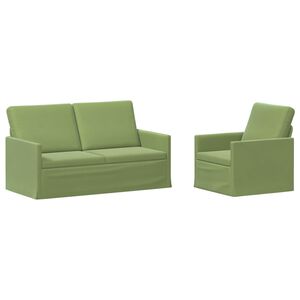 vidaXL Conjunto de Sof&aacute;s 2 pcs Verde Claro Veludo (V)