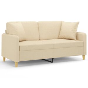 vidaXL Sof&aacute; 2 lugares + almofadas decorativas 140 cm tecido cor creme