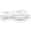 vidaXL 6 pcs conjunto lounge de jardim pinho maci&ccedil;o branco