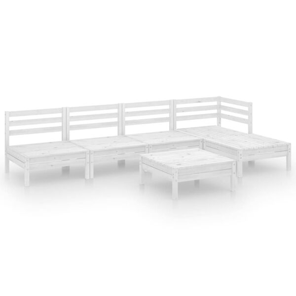 vidaXL 6 pcs conjunto lounge de jardim pinho maci&ccedil;o branco