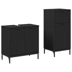 vidaXL Conjunto de M&oacute;veis para Banheiro com gaveta 2 pcs Preto