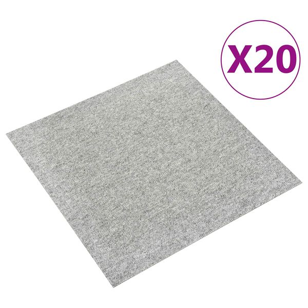 vidaXL Tapete 20 pcs Cinzento-claro 50 x 50 cm 100% Polipropileno
