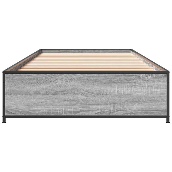 vidaXL Estrutura cama 100x200 cm derivados madeira/metal cinza sonoma
