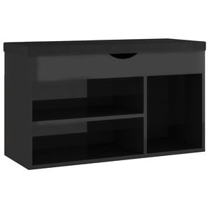 vidaXL Banco sapateira + almofad&atilde;o contr. 80x30x47 cm preto brilhante