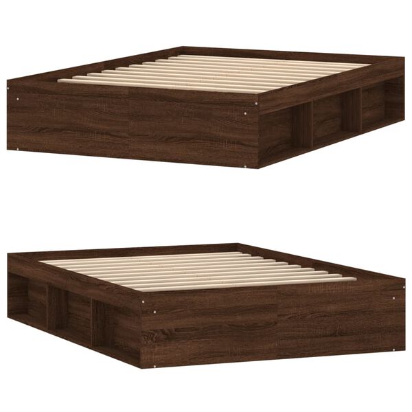 vidaXL Estrutura de cama de casal 135x190 cm carvalho castanho