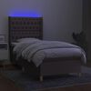 vidaXL Cama box spring colch&atilde;o/LED 100x200cm tecido cinza-acastanhado