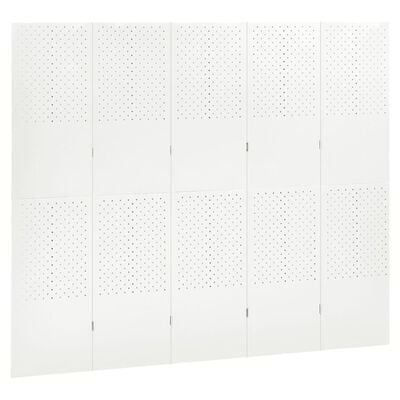 vidaXL Divisórias/biombos com 5 painéis 2 pcs aço 200x180 cm branco