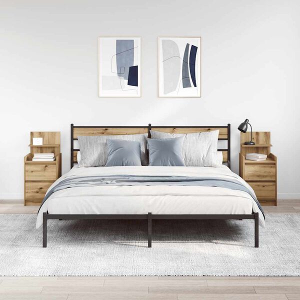 vidaXL Mesas de cabeceira com 2 gavetas 2 pcs 38x34x80 cm