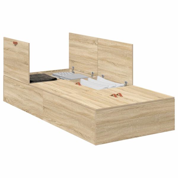 vidaXL Estrado de cama com arruma&ccedil;&atilde;o Carvalho Sonoma 70 x 190 cm
