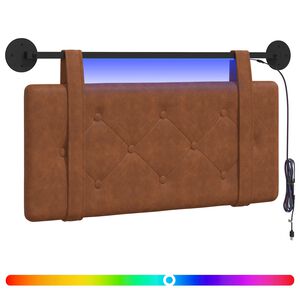 vidaXL Cabeceira suspensa Com luz LED Castanho PU Antigo