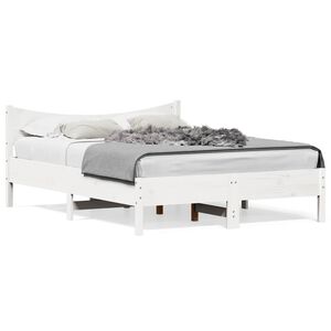 vidaXL Cama sem colch&atilde;o 140x200 cm madeira de pinho maci&ccedil;a branco