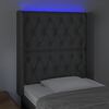 vidaXL Cabeceira cama c/ luzes LED tecido 83x16x118/128cm cinza-escuro