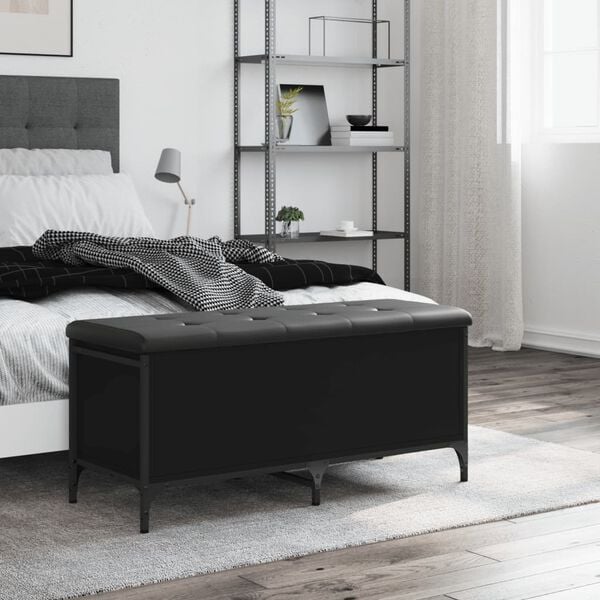 vidaXL Banco de arruma&ccedil;&atilde;o 102x42x45 cm derivados de madeira preto