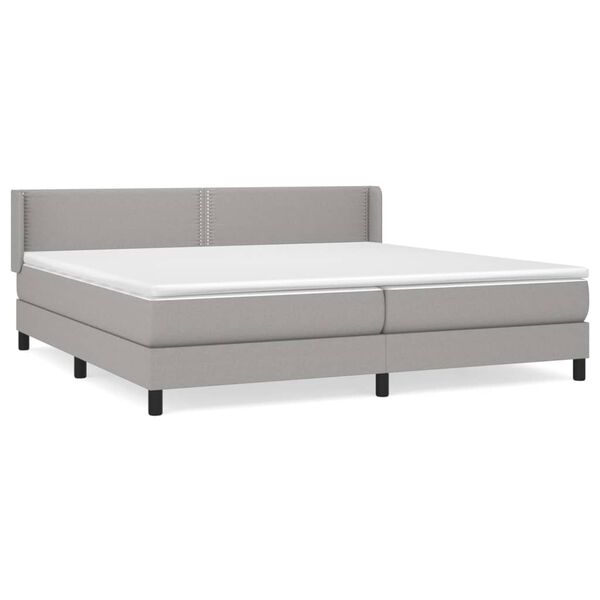 vidaXL Cama com molas/colch&atilde;o 200x200 cm tecido cinza-claro