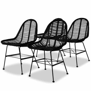 vidaXL Cadeiras de jantar 4 pcs vime genu&iacute;no preto