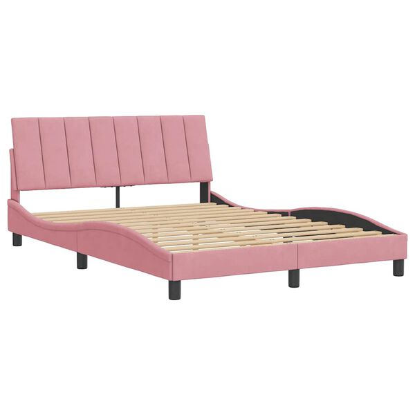 vidaXL Estrutura de cama sem colch&atilde;o Hanko 120x200 cm veludo rosa
