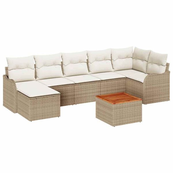 vidaXL Conjunto de Sofá de Jardim 8 pcs Bege Rattan Sintético