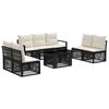 vidaXL Conjunto de Sof&aacute; de Jardim 8 unid. Preto e Branco Creme vime PE