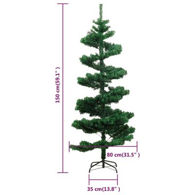 vidaXL Árvore de Natal rotativa pré-iluminada + suporte PVC verde