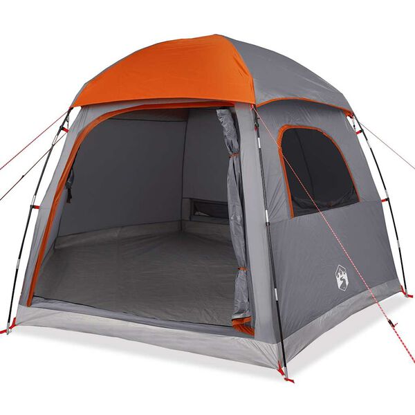 vidaXL Tenda familiar estilo Igloo 6 pessoas imperm. cinza/laranja