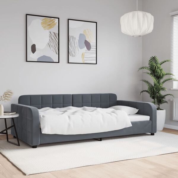 vidaXL Sof&aacute;-cama 100x200 cm veludo cinzento-escuro