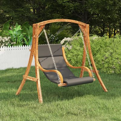 vidaXL Cadeira de baloiçar c/ almofadão madeira c/ acabamento em teca